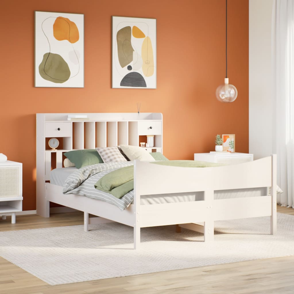 vidaXL Rama łóżka bez materaca, biała, 160x200 cm, lite drewno sosnowe