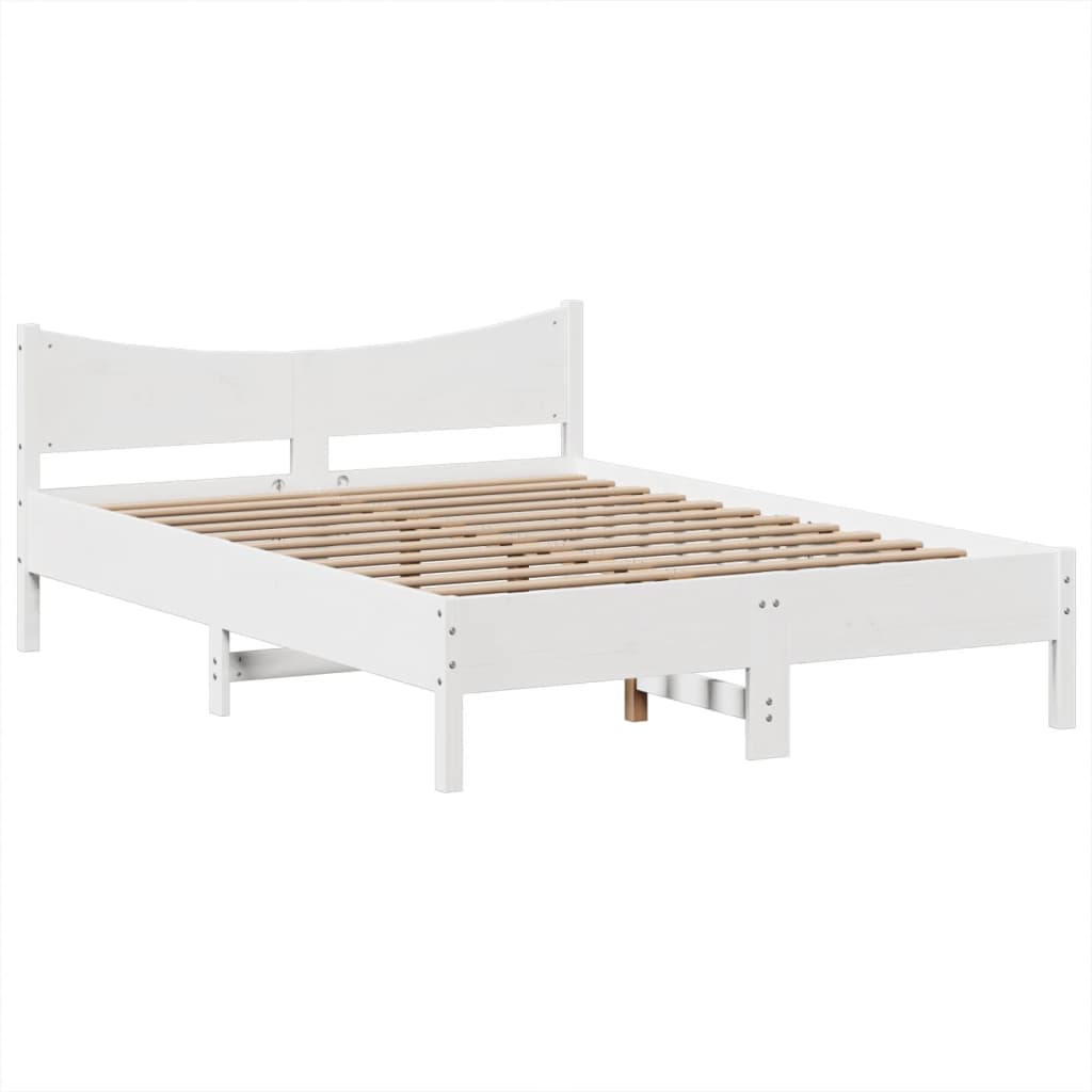 vidaXL Rama łóżka bez materaca, biała, 140x190 cm, lite drewno sosnowe
