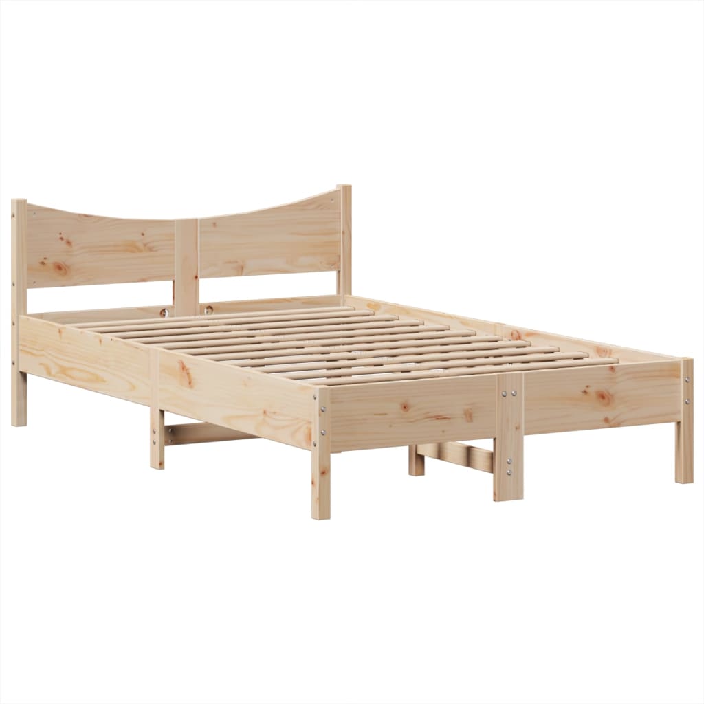vidaXL Rama łóżka bez materaca, 135x190 cm, lite drewno sosnowe