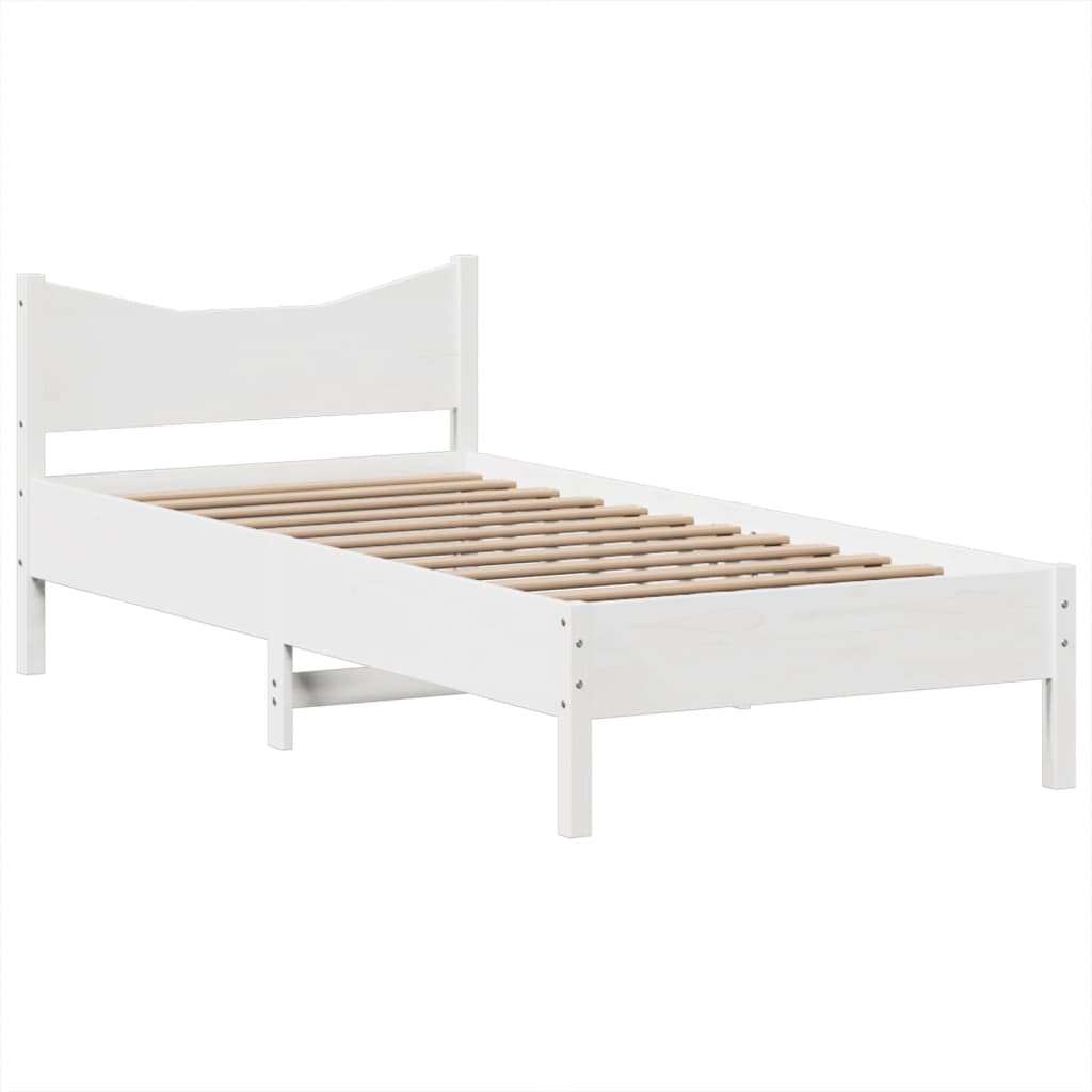 vidaXL Rama łóżka bez materaca, biała, 75x190 cm, lite drewno sosnowe