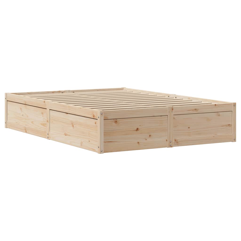 vidaXL Rama łóżka bez materaca, 135x190 cm, lite drewno sosnowe