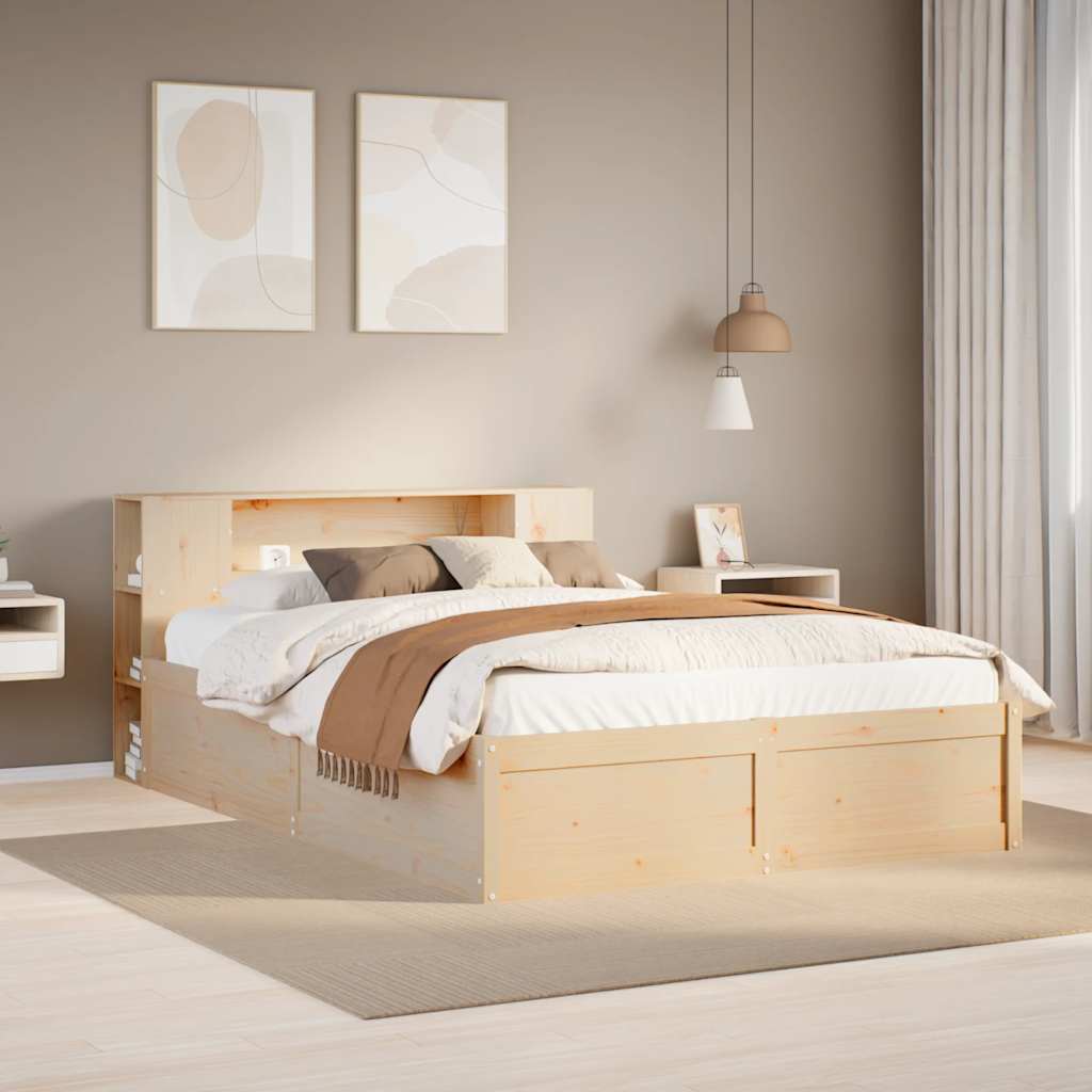 vidaXL Rama łóżka bez materaca, 135x190 cm, lite drewno sosnowe