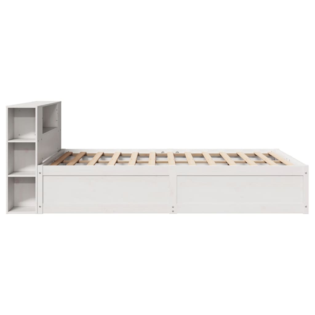 vidaXL Rama łóżka bez materaca, biała, 135x190 cm, lite drewno sosnowe
