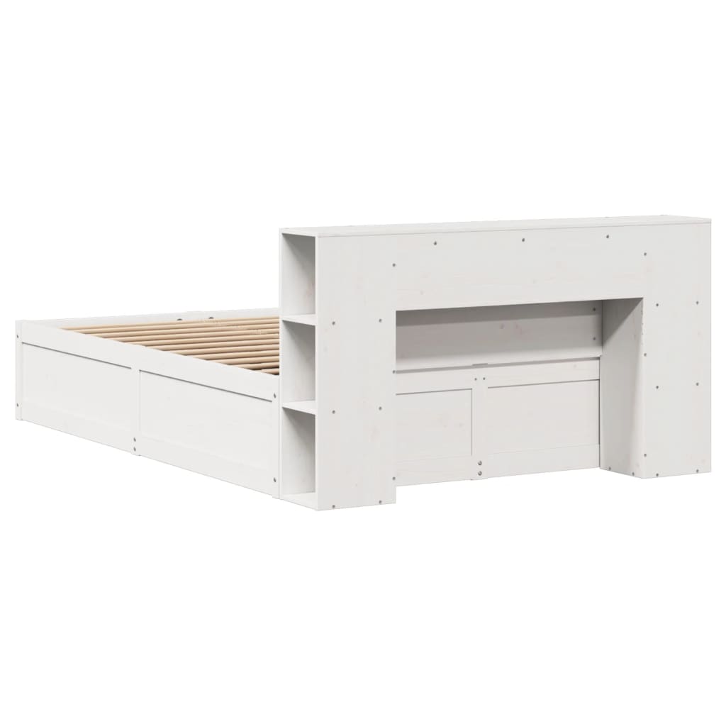 vidaXL Rama łóżka bez materaca, biała, 135x190 cm, lite drewno sosnowe