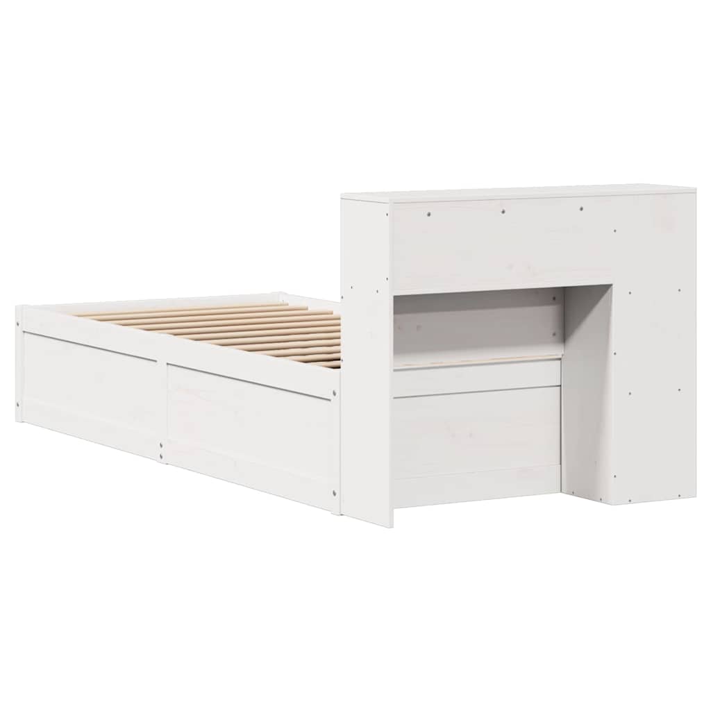 vidaXL Rama łóżka bez materaca, biała, 75x190 cm, lite drewno sosnowe