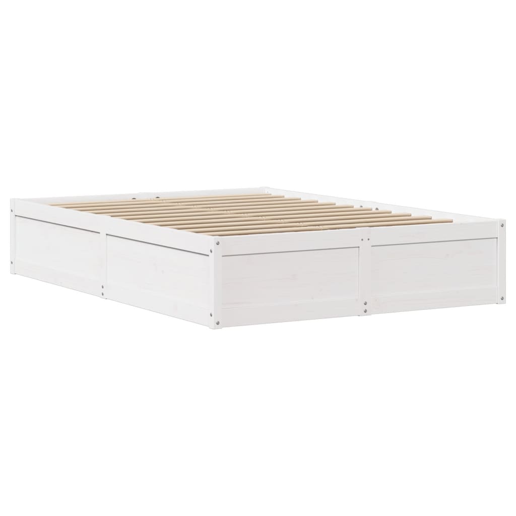vidaXL Rama łóżka bez materaca, biała, 140x190 cm, lite drewno sosnowe