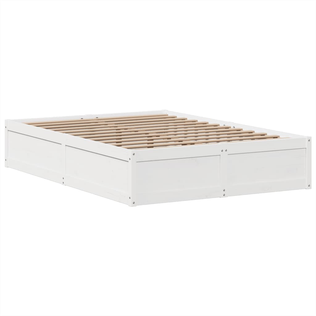 vidaXL Rama łóżka bez materaca, biała, 140x190 cm, lite drewno sosnowe