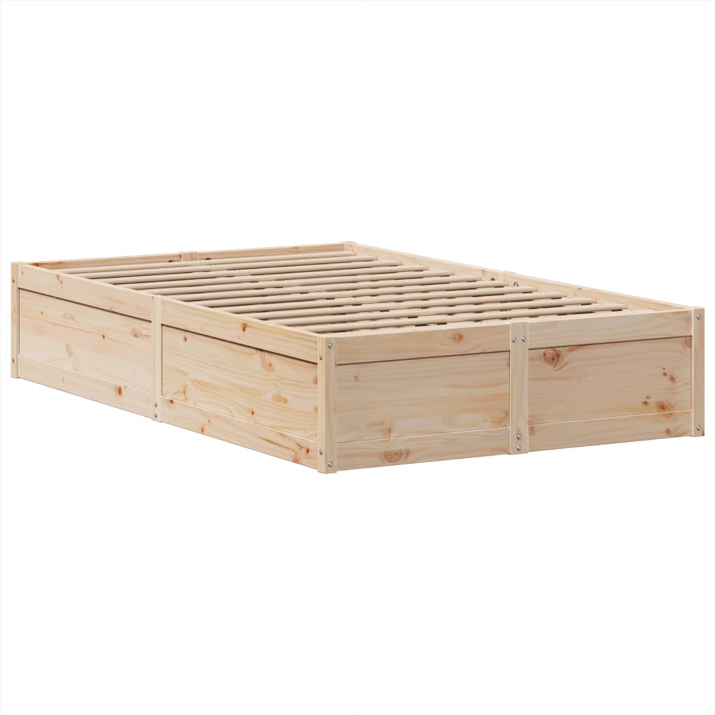 vidaXL Rama łóżka bez materaca, 135x190 cm, lite drewno sosnowe