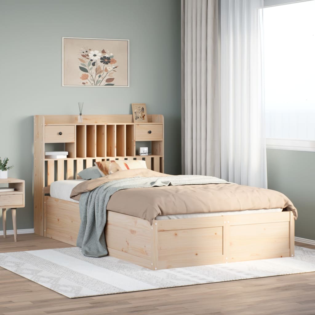 vidaXL Rama łóżka bez materaca, 135x190 cm, lite drewno sosnowe