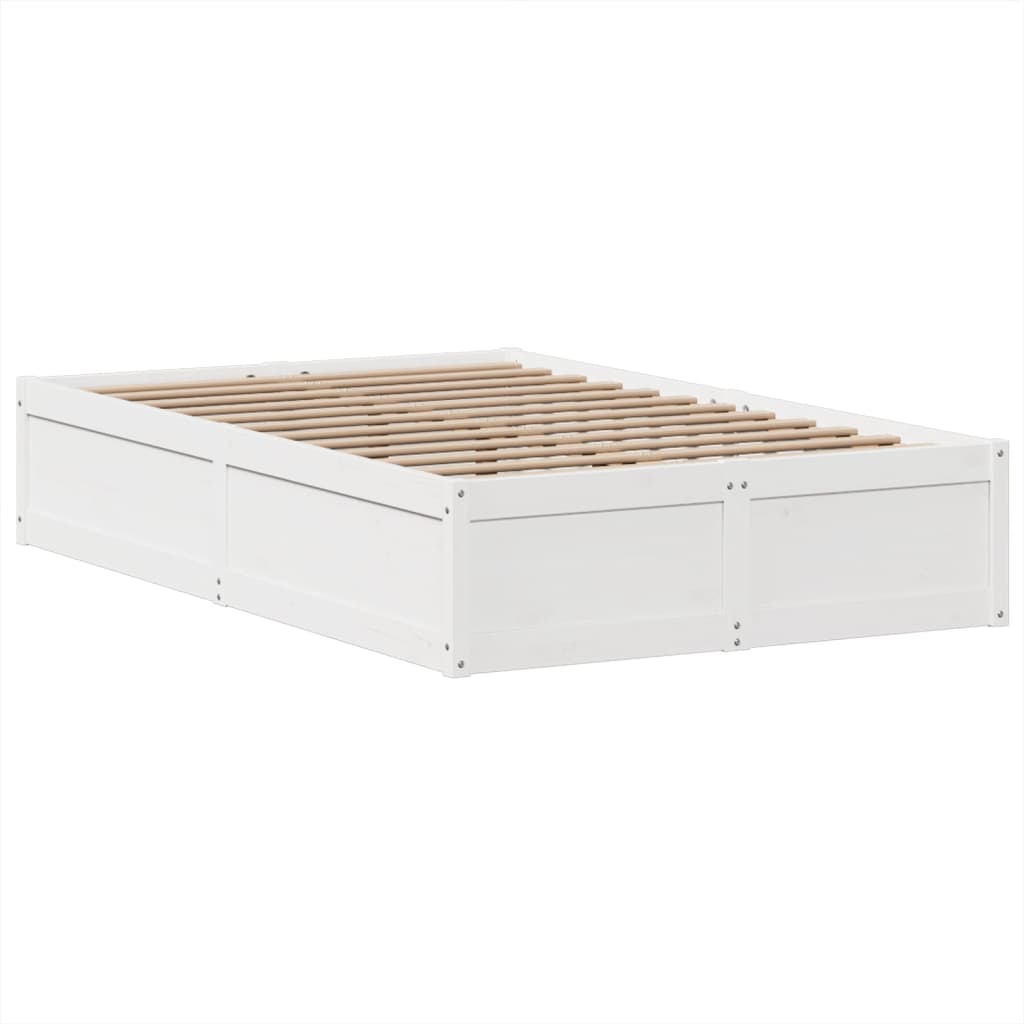 vidaXL Rama łóżka bez materaca, biała, 135x190 cm, lite drewno sosnowe