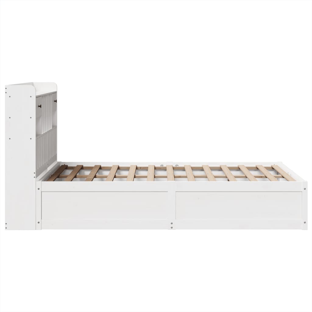 vidaXL Rama łóżka bez materaca, biała, 135x190 cm, lite drewno sosnowe