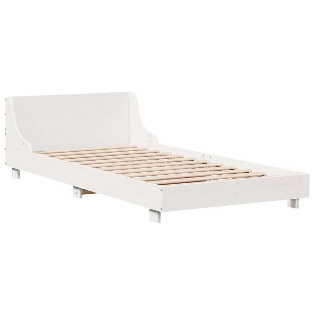 vidaXL Rama łóżka bez materaca, biała, 75x190 cm, lite drewno sosnowe