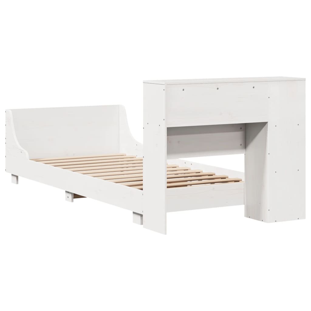 vidaXL Rama łóżka bez materaca, biała, 75x190 cm, lite drewno sosnowe