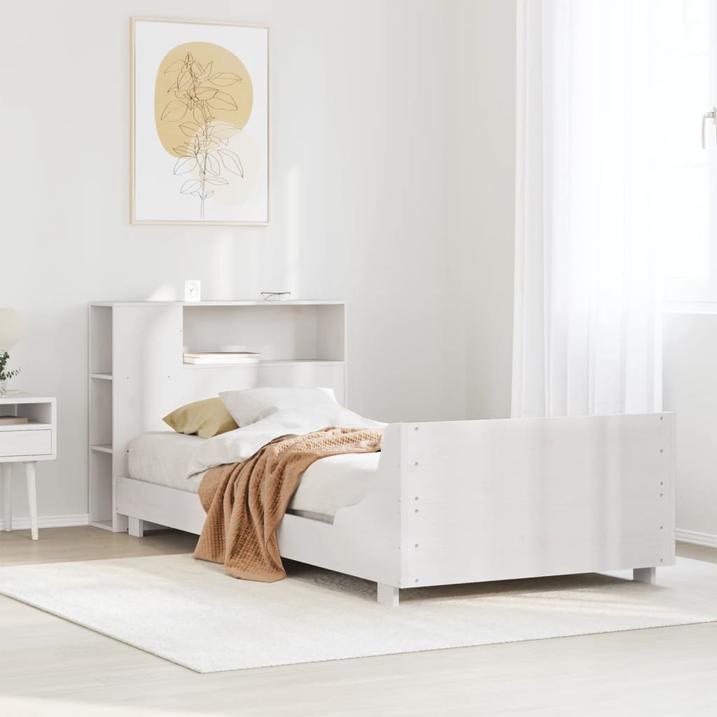 vidaXL Rama łóżka bez materaca, biała, 75x190 cm, lite drewno sosnowe