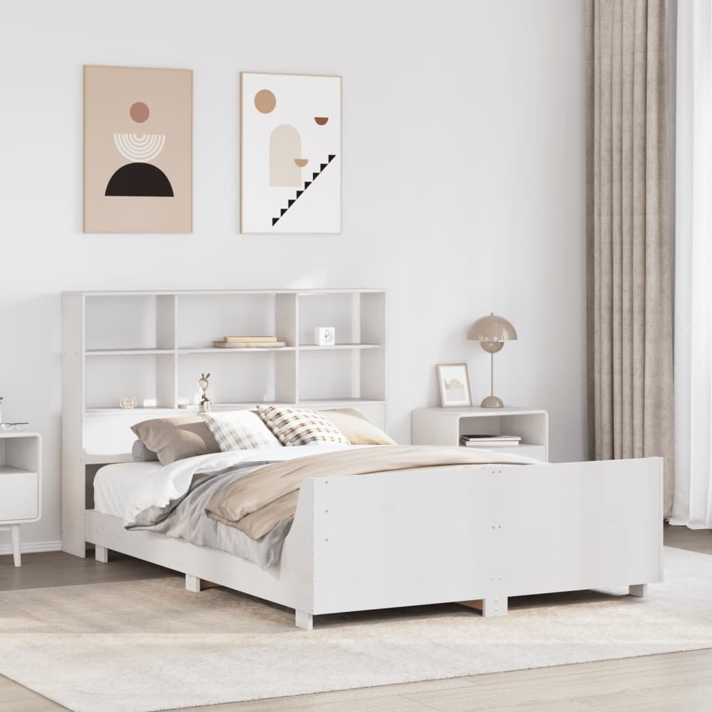 vidaXL Rama łóżka bez materaca, biała, 160x200 cm, lite drewno sosnowe