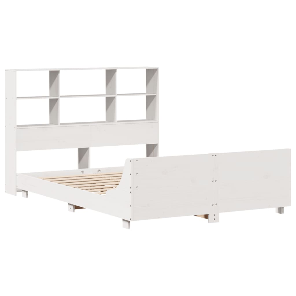 vidaXL Rama łóżka bez materaca, biała, 140x200 cm, lite drewno sosnowe