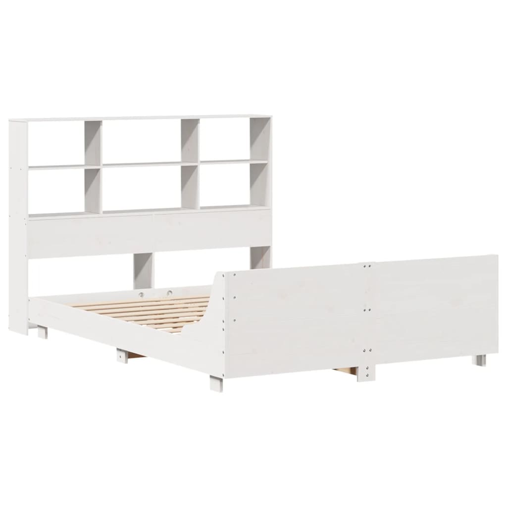 vidaXL Rama łóżka bez materaca, biała, 140x190 cm, lite drewno sosnowe