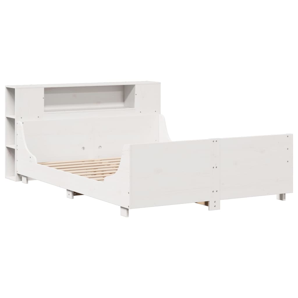 vidaXL Rama łóżka bez materaca, biała, 140x200 cm, lite drewno sosnowe