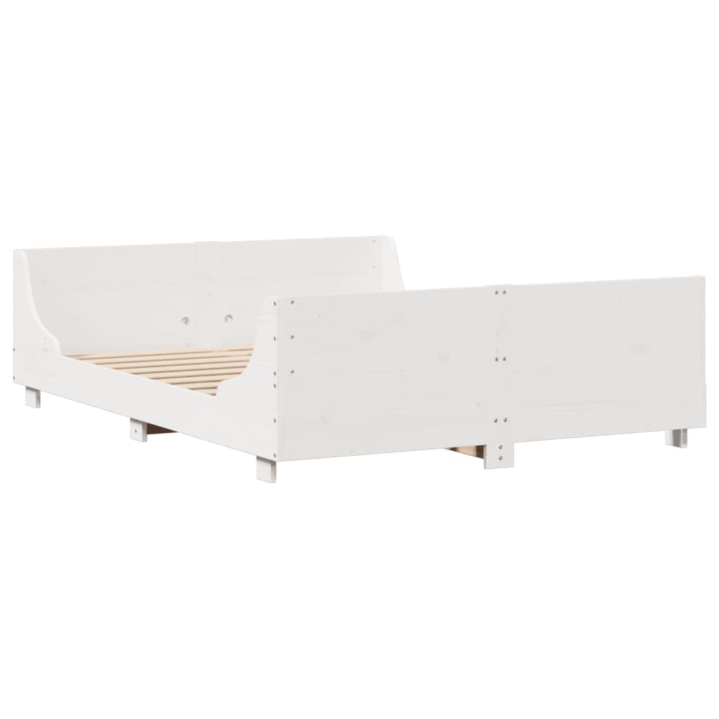 vidaXL Rama łóżka bez materaca, biała, 140x200 cm, lite drewno sosnowe