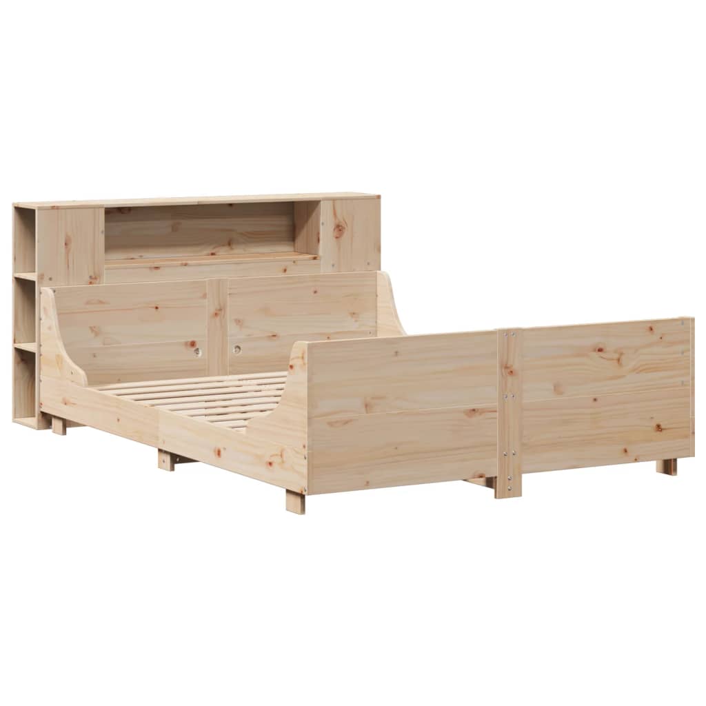 vidaXL Rama łóżka bez materaca, 135x190 cm, lite drewno sosnowe