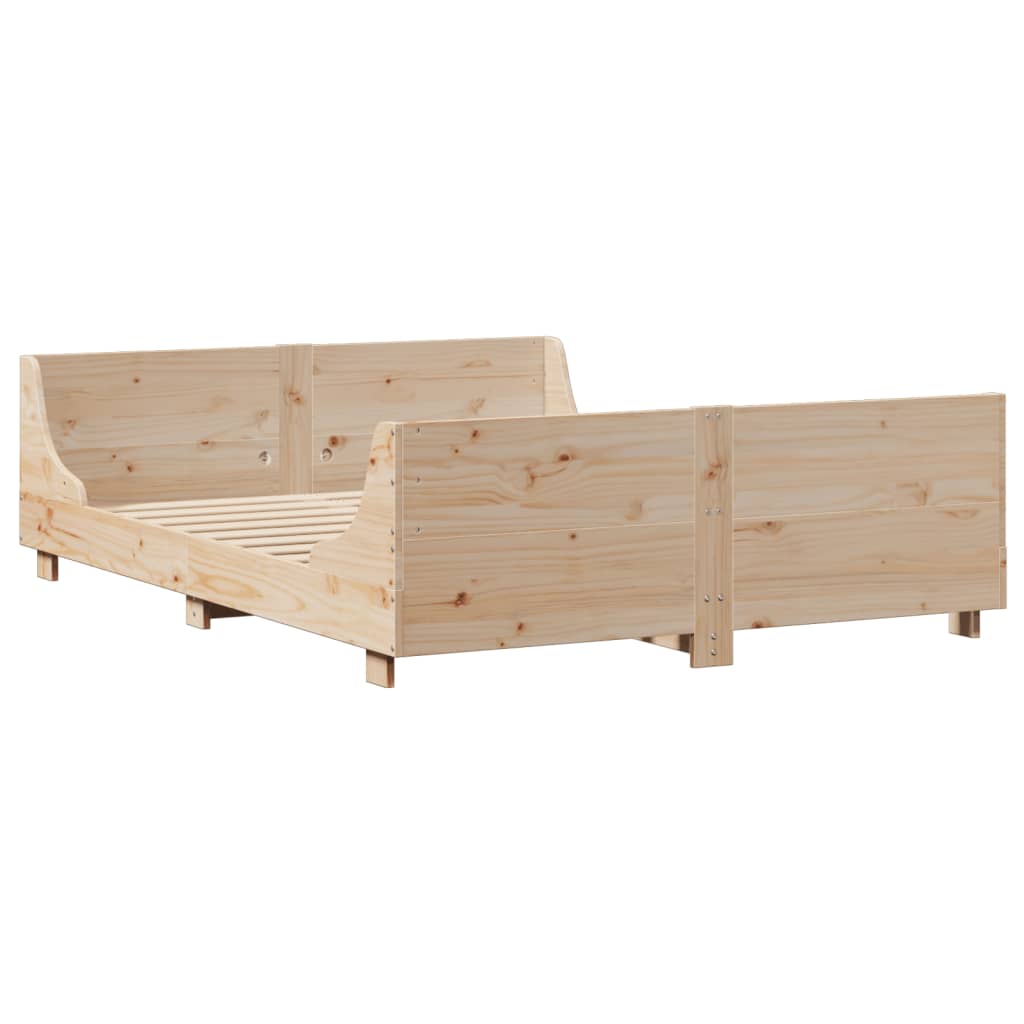 vidaXL Rama łóżka bez materaca, 135x190 cm, lite drewno sosnowe