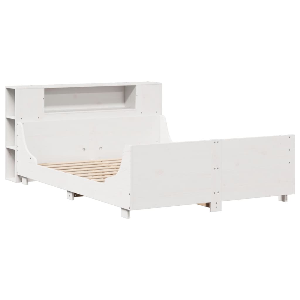 vidaXL Rama łóżka bez materaca, biała, 135x190 cm, lite drewno sosnowe