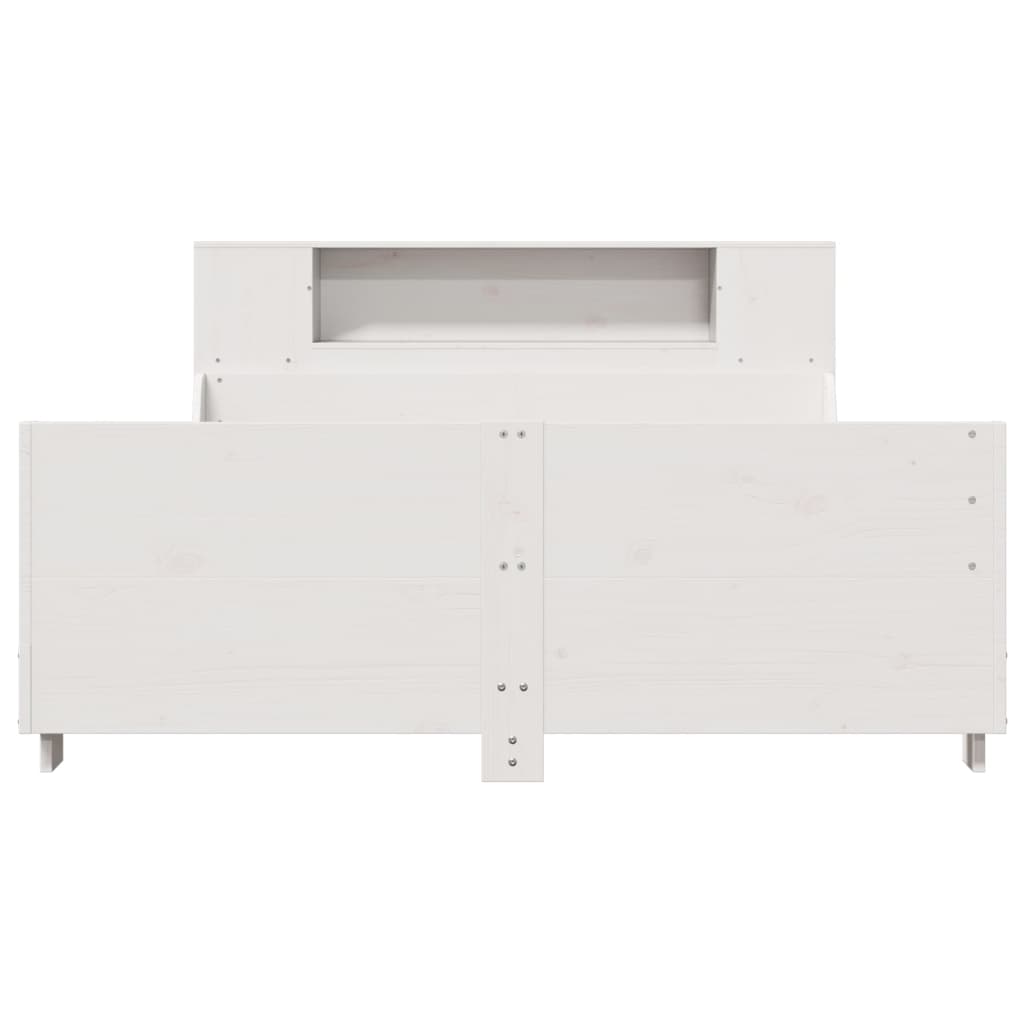 vidaXL Rama łóżka bez materaca, biała, 135x190 cm, lite drewno sosnowe