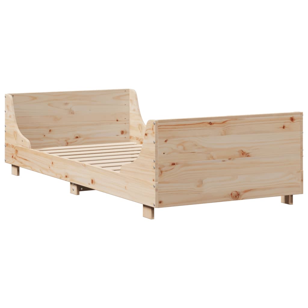 vidaXL Rama łóżka bez materaca, 75x190 cm, lite drewno sosnowe