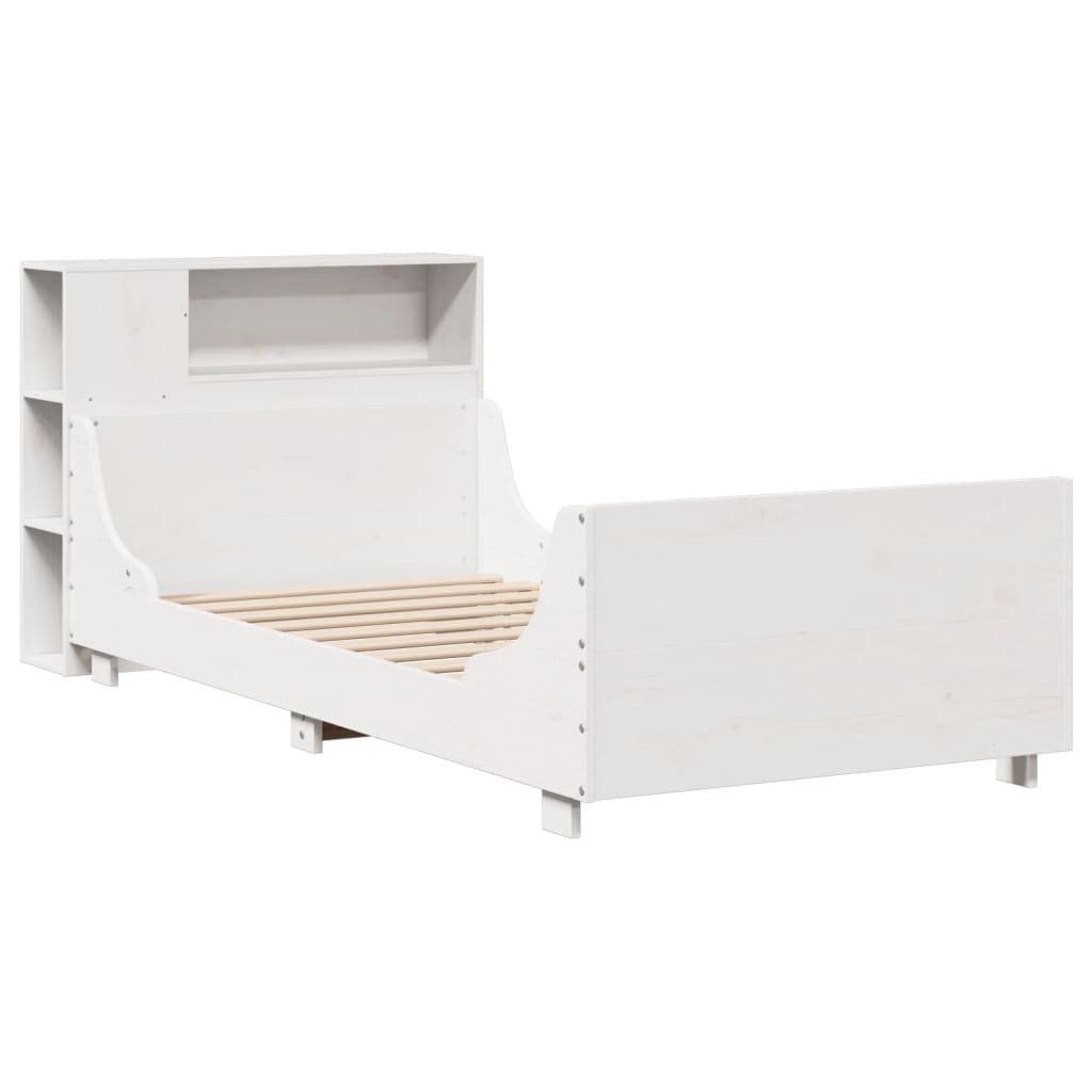 vidaXL Rama łóżka bez materaca, biała, 75x190 cm, lite drewno sosnowe