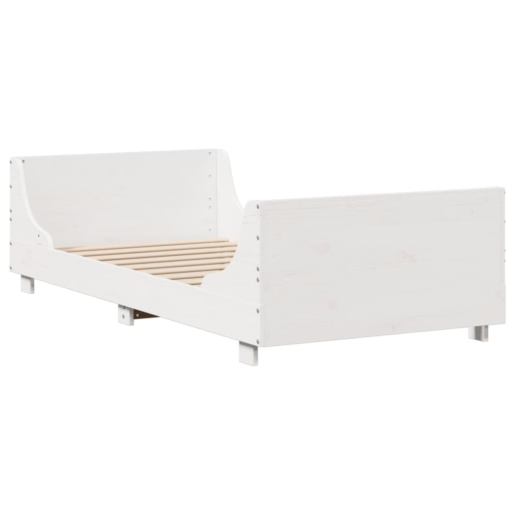 vidaXL Rama łóżka bez materaca, biała, 75x190 cm, lite drewno sosnowe