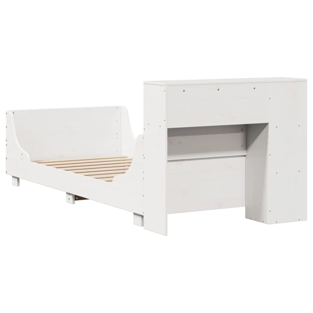 vidaXL Rama łóżka bez materaca, biała, 75x190 cm, lite drewno sosnowe