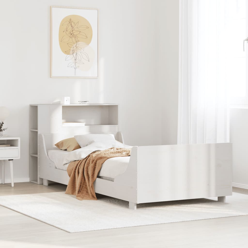 vidaXL Rama łóżka bez materaca, biała, 75x190 cm, lite drewno sosnowe