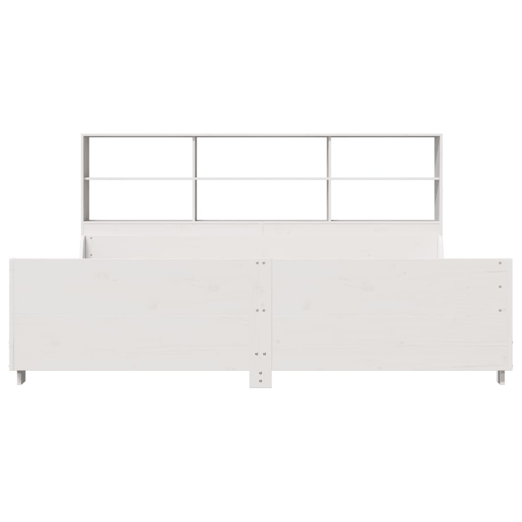 vidaXL Łóżko z regałem, bez materaca, białe, 180x200 cm, lite drewno