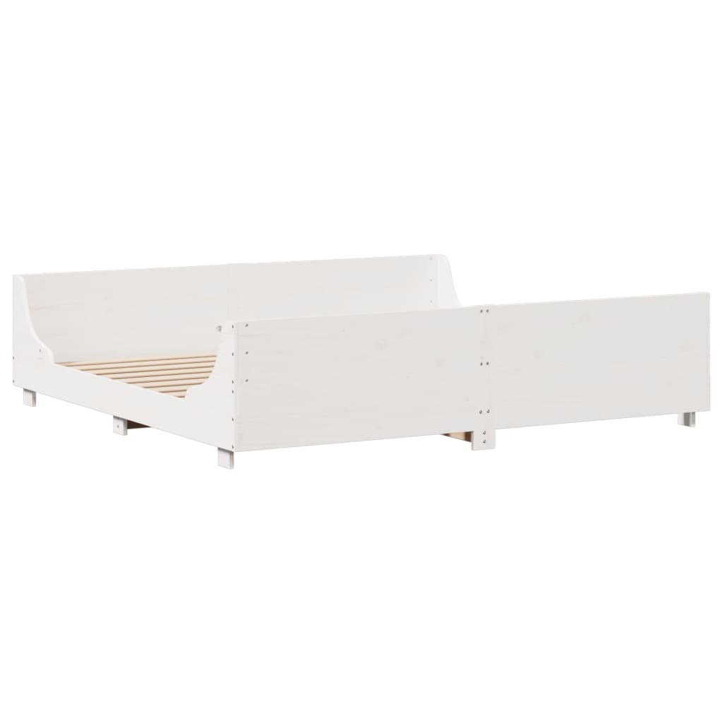 vidaXL Łóżko z regałem, bez materaca, białe, 180x200 cm, lite drewno