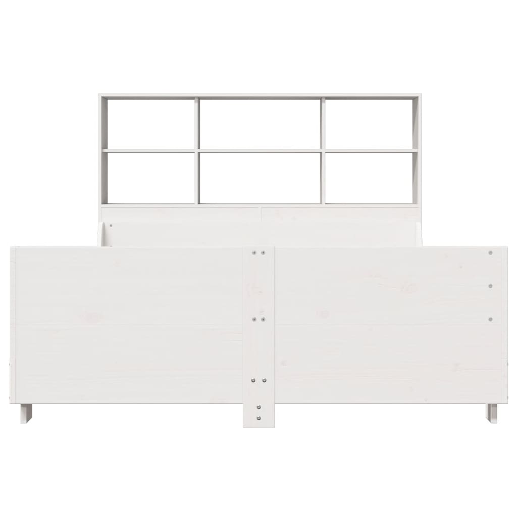 vidaXL Łóżko z regałem, bez materaca, białe, 160x200 cm, lite drewno