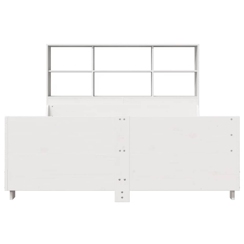 vidaXL Łóżko z regałem, bez materaca, białe, 140x200 cm, lite drewno