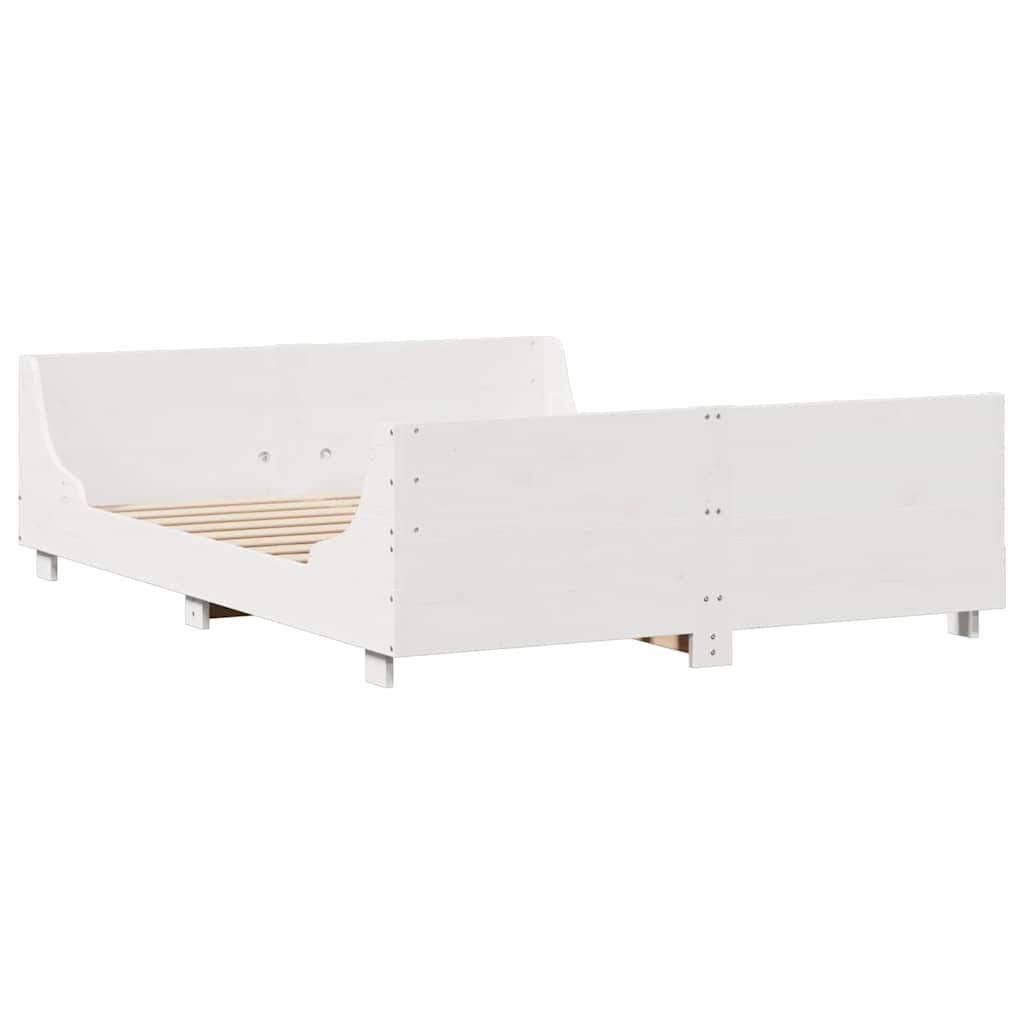 vidaXL Łóżko z regałem, bez materaca, białe, 140x200 cm, lite drewno