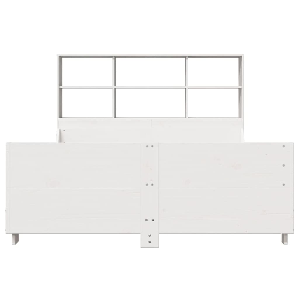 vidaXL Łóżko z regałem, bez materaca, białe, 140x190 cm, lite drewno