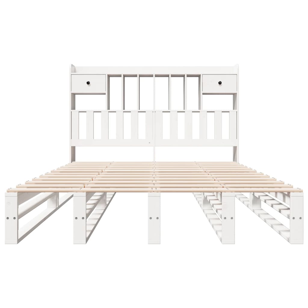 vidaXL Łóżko z regałem, bez materaca, białe, 140x200 cm, sosnowe