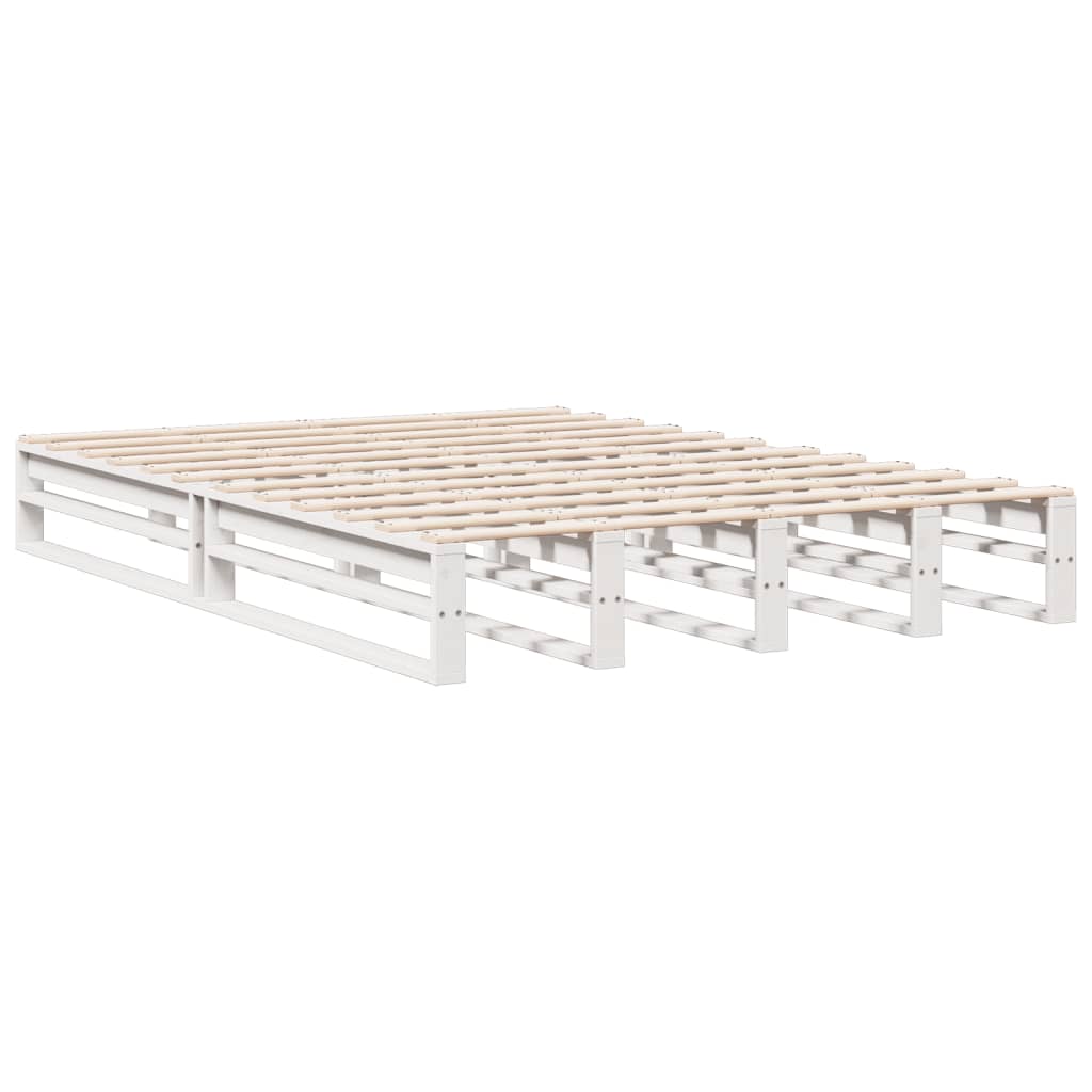 vidaXL Łóżko z regałem, bez materaca, białe, 150x200 cm, sosnowe