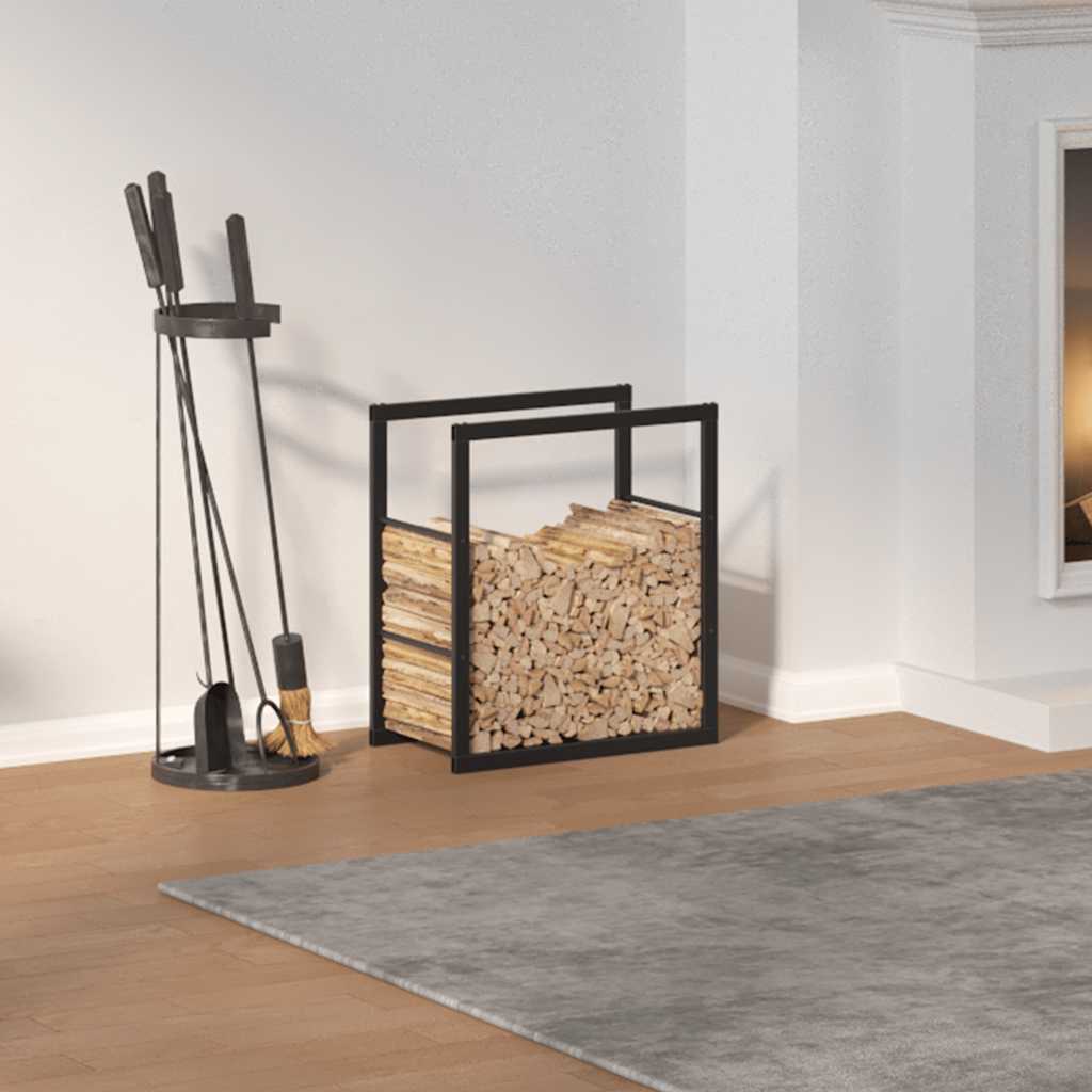 vidaXL Stojak na drewno opałowe czarny 55x30x61 cm stalowy