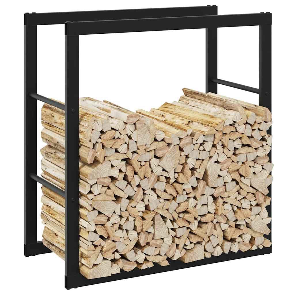 vidaXL Stojak na drewno opałowe czarny 55x30x61 cm stalowy