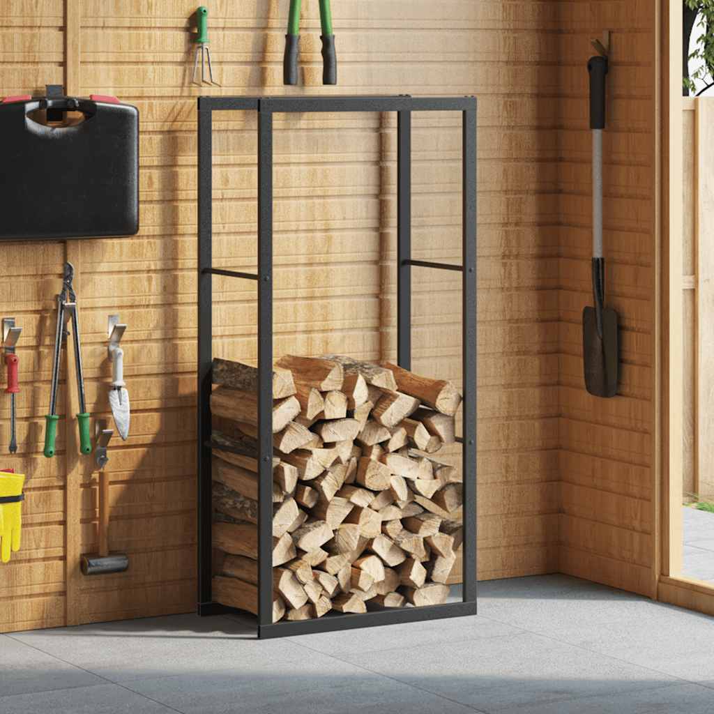 vidaXL Stojak na drewno opałowe czarny 55x30x116 cm stalowy