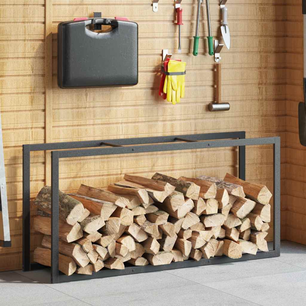 vidaXL Stojak na drewno opałowe czarny 55x30x116 cm stalowy
