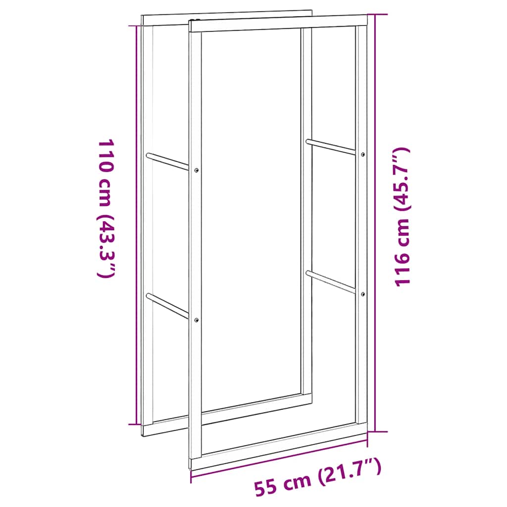 vidaXL Stojak na drewno opałowe czarny 55x30x116 cm stalowy