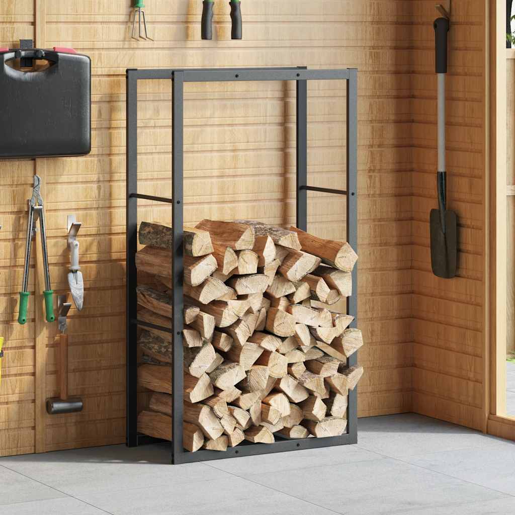 vidaXL Stojak na drewno opałowe czarny 110x30x61 cm stalowy