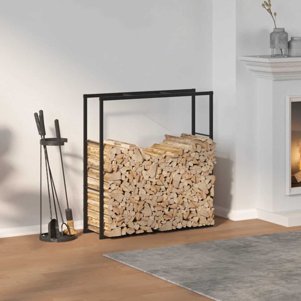 vidaXL Stojak na drewno opałowe, czarny,110x30x116 cm, stalowy