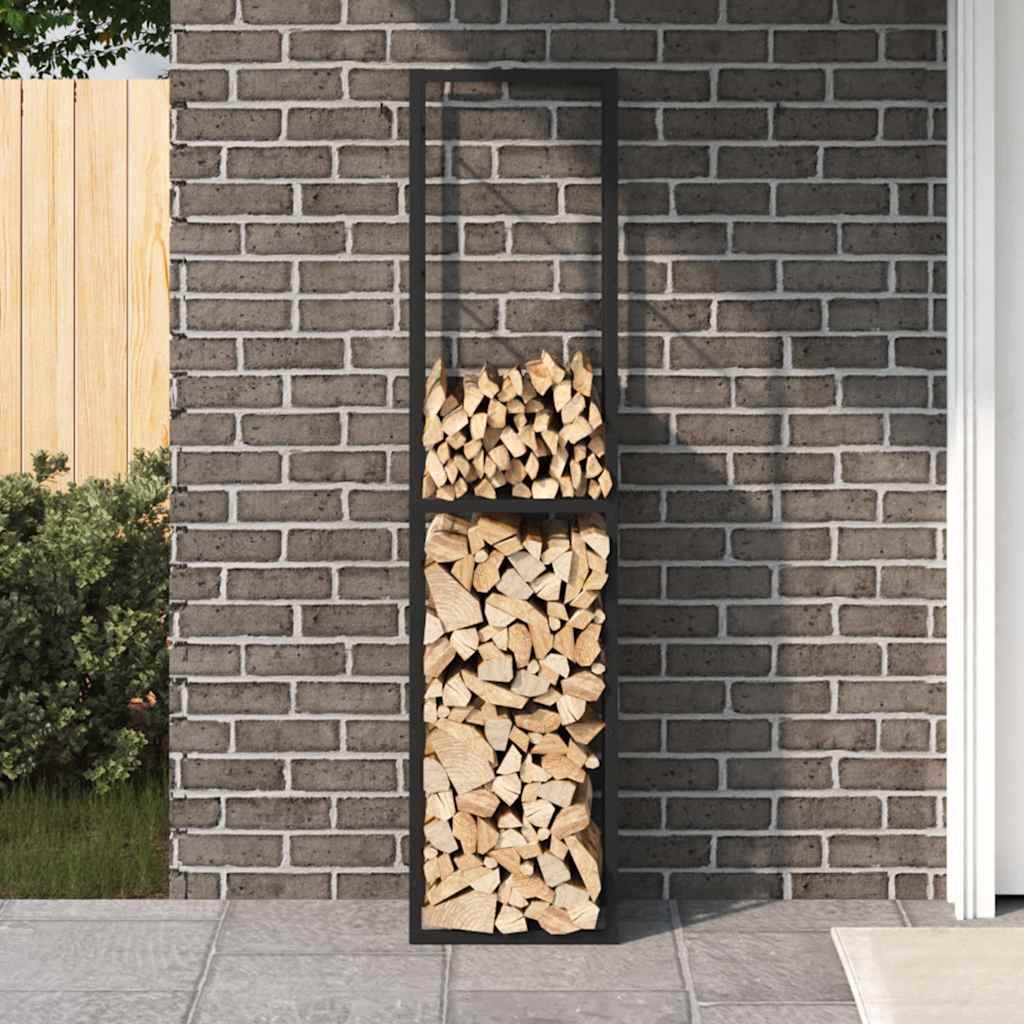 vidaXL Stojak na drewno opałowe czarny 50x30x209 cm stalowy