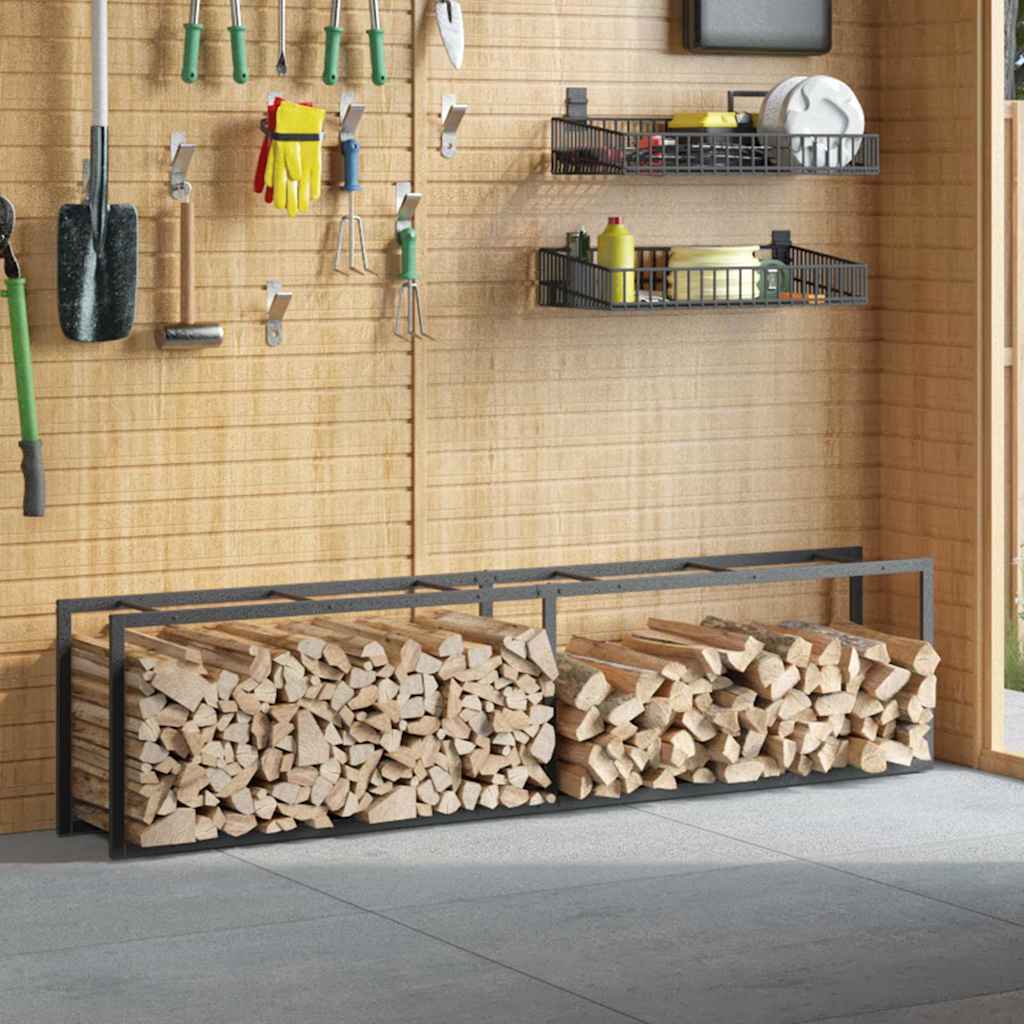 vidaXL Stojak na drewno opałowe czarny 50x30x209 cm stalowy