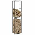 vidaXL Stojak na drewno opałowe czarny 50x30x209 cm stalowy
